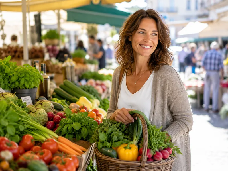 Frau auf Marktplatz